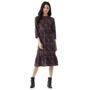 Scoop Tiered Midi Dress XS‎ 0-2 Paisley Boho Midi NWT Fall Cottagecore